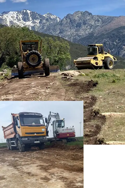 Fotografía representativa de obras civiles en caminos rurales.